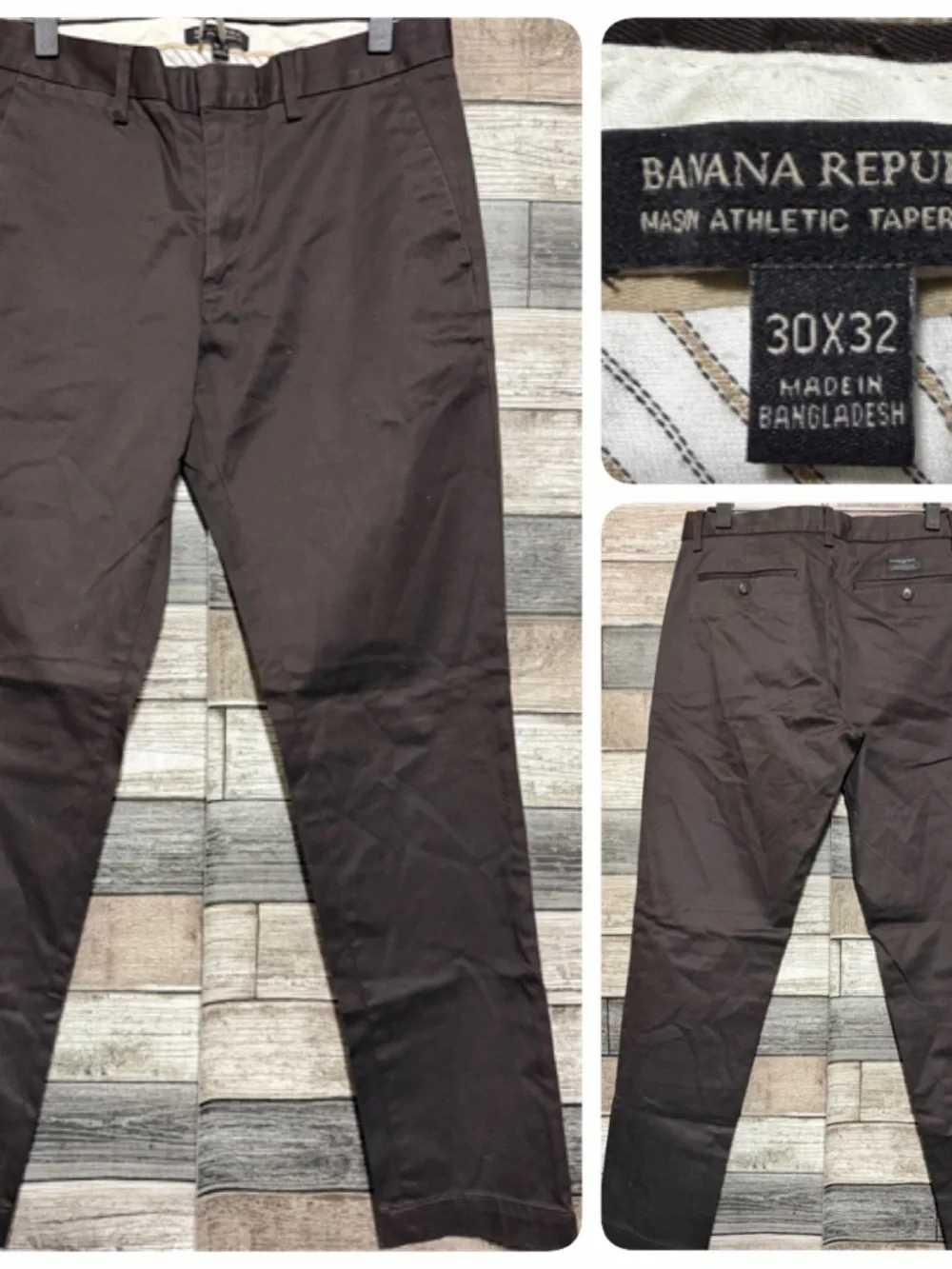 Banana Republic Mason Athletic Tapered Fit Chino Men’s 30x32 Brown Stretch